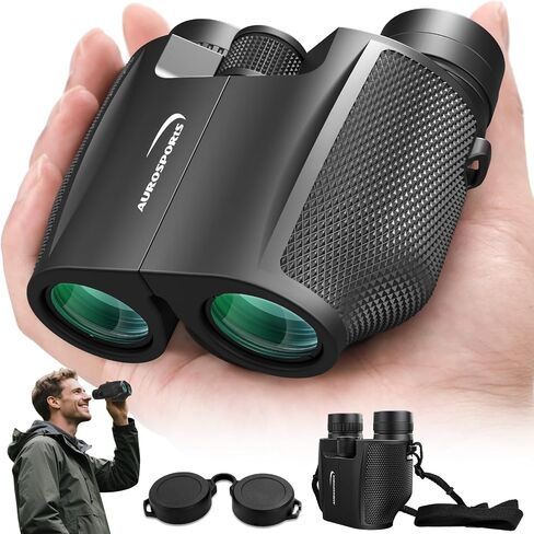 Aurosports 12x32 Compact Binoculars for Adults - Small Pocket Binos with FMC&BAK4, Wide 273ft/1000yds Field of View - Easy Focus for Bird Watching, Hiking, Cruises, Travel, Gifts for Men Women in Kuwait