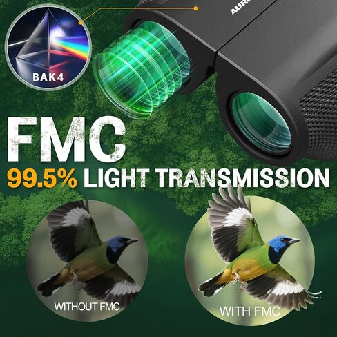 Aurosports 12x32 Compact Binoculars for Adults - Small Pocket Binos with FMC&BAK4, Wide 273ft/1000yds Field of View - Easy Focus for Bird Watching, Hiking, Cruises, Travel, Gifts for Men Women in Kuwait