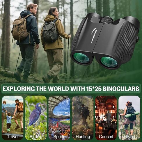 Aurosports 12x32 Compact Binoculars for Adults - Small Pocket Binos with FMC&BAK4, Wide 273ft/1000yds Field of View - Easy Focus for Bird Watching, Hiking, Cruises, Travel, Gifts for Men Women in Kuwait