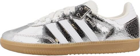 adidas Samba OG Womens Sneaker (Silver Metallic Cracked Leather, 6) in Kuwait
