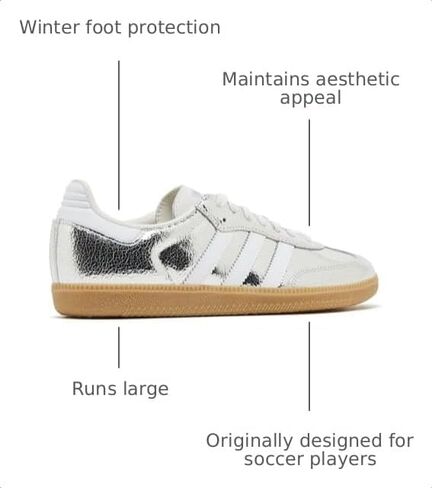 adidas Samba OG Womens Sneaker (Silver Metallic Cracked Leather, 6) in Kuwait