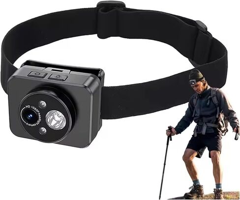 Bewinner Head Mounted Camera with LED Light, 2MP 1080p Head Cameras for Recordings, Portable Body Video Camera for Outdoor Sports Night in Kuwait
