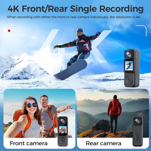 Vlogging Camera Action Body Camera Video Recording POV Handheld Cam | 4K UHD/Dual-Lens/Connect to APP/1.54in Screen/2000mAh Battery/90-170min/for Motorcycle Sports Bike in Kuwait