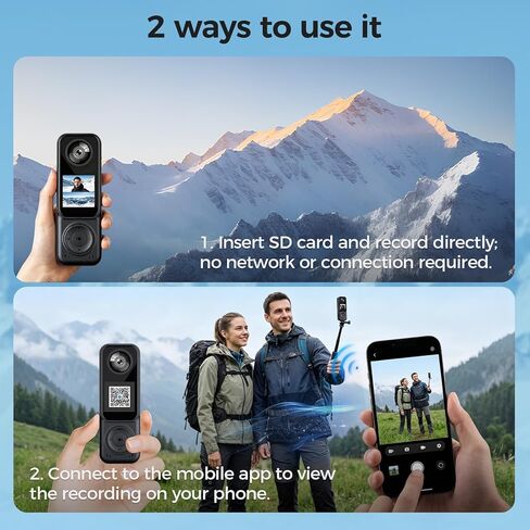 Vlogging Camera Action Body Camera Video Recording POV Handheld Cam | 4K UHD/Dual-Lens/Connect to APP/1.54in Screen/2000mAh Battery/90-170min/for Motorcycle Sports Bike in Kuwait