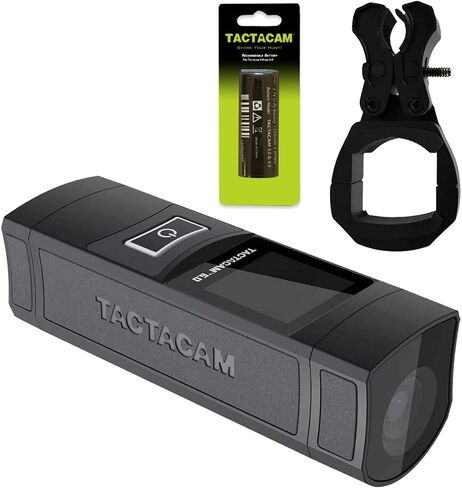 TACTACAM 6.0 Action Camera, 4k 60 FPS, 8X Zoom, Waterproof, Integrated Image Stabilization, One Touch Operation (6.0) Replacement Battery + Mount Options (Clamp Mount) in Kuwait
