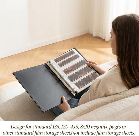 2 Pack Acid Free Archival Films Bag, Album Film Protector Storage Box, 3 Ring Negative Binder Preservers Portfolio Folder for Artwork Folder for 120 Film and 135 35 mm Negative in Kuwait