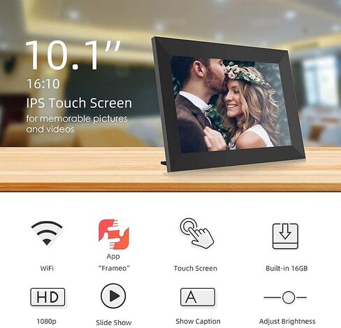 Digital Photo Frame, 10 Inch WiFi 16Gb IPS Hd Electronic Picture Frames with LCD Touch Screen, Share Moments Via, App, Support USB, Sd Card, Video and Music,Frameo Cloud Photo Frame in Kuwait