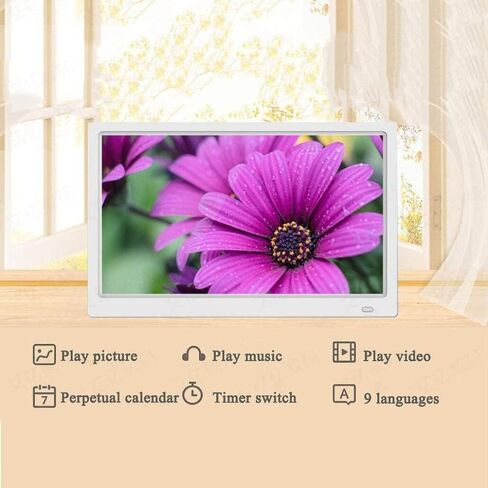 Photo Digital Photo Frame 13 Inch IPS Screen Digital Photo Frames with USB Sd Card Slots and Remote Control Digital Picture Frame 16:9 Widescreen,White in Kuwait