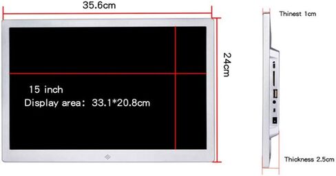 Digital Photo Frame 15.4 Inch 1280x800 High Resolution 16:9 FHD IPS Screen Digital Picture Frames Digital Picture Frame Support HDMi Input 1080P HD Video Playback (Black 15 Inch) (Gold 15 Inch) in Kuwait