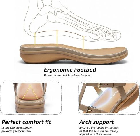 Littleplum Women's Flat Sandals Arch Support Adjustable Gladiator Sandals for Women Summer Walking Shoes for Beach,Casual Khaki Size 10 in Kuwait