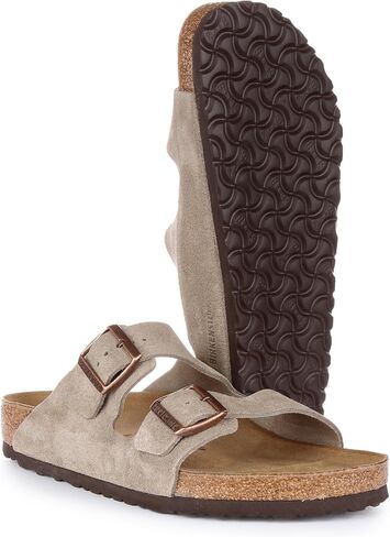 Taupe Suede Arizona Slide Sandal by Birkenstock in Kuwait