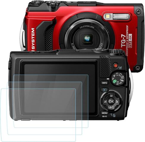 for OM SYSTEM Tough TG-7 Screen Protector - [3 Pack] HD Tempered Glass Film [Anti-Fingerprint] [Anti-Scratch] [Bubble Free] Compatible for OM SYSTEM OLYMPUS Tough TG-7 Underwater Camera in Kuwait