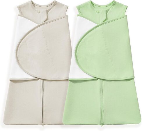 2 Pack Baby Sleep Sack Swaddle Blanket for Boys Girls | Infant Swaddling Sleeping Bag, 100% Cotton Adjustable Newborn Wrap Wearable Blanket (Pink + Purple) in Kuwait
