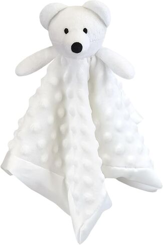 Baby White Polar Bear Soft Stuffed Animal Security Blanket, Plush Polar Bear Character Lovey Blanket, Baby Shower/Nursery Gift, Newborn Infant Toddler Snuggle Blankie for Child, 13 Inches in Kuwait