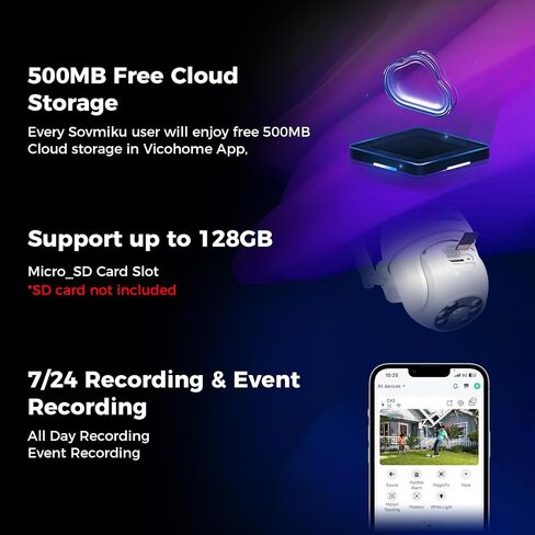 Sovmiku CA3 AI Auto Tracking Mini 2K Security Camera Wireless Outdoor, Two-Way Audio, Easy to Setup, 9.8Ft Power Cable,360° View, Color Night Vision, Audible Flashlight Alarm, 180 Days Exchange Policy in Kuwait