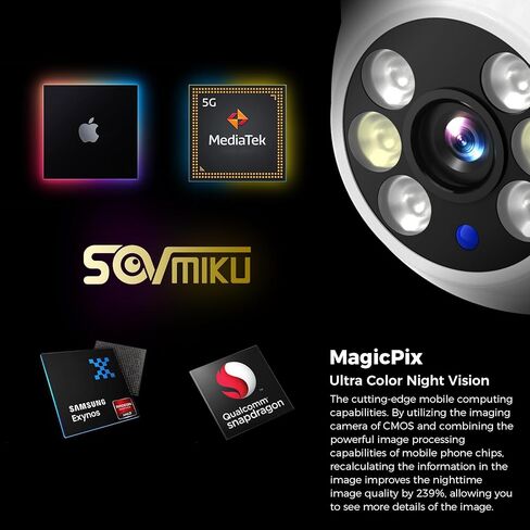 Sovmiku CA3 AI Auto Tracking Mini 2K Security Camera Wireless Outdoor, Two-Way Audio, Easy to Setup, 9.8Ft Power Cable,360° View, Color Night Vision, Audible Flashlight Alarm, 180 Days Exchange Policy in Kuwait