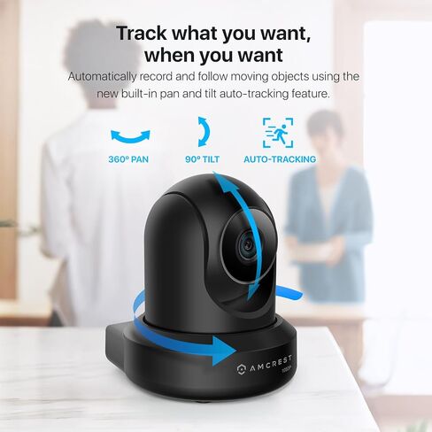 Amcrest 2-Pack 1080p WiFi Camera Indoor, 2MP Pan/Tilt Home Security Camera, Auto-Tracking, Motion & Audio Detection, Enhanced Browser Compatibility, H.265, Two-Way Talk 2PACK-IP2M-841B-V3 (Black) in Kuwait