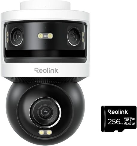 REOLINK OMVI 3i WiFi with 256GB microSD Card Bundle, Triple-Lens Outdoor Security Camera, 10MP 180° Panoramic + 8MP 4K Pan-Tilt, SyncTrack & Auto Tracking, Dual-Band WiFi 6 in Kuwait