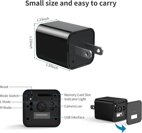 HD 1080P Dome Camera Mini Camera Small Security Camera Charger with Motion Detection for Indoor (No WiFi) in Kuwait