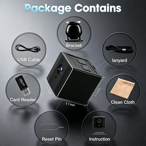 HD 1080P Portable Nanny Cam with Night Vision,Wireless Camera for Home Security Indoor/Outdoor Small Security Camera No WiFi Needed in Kuwait