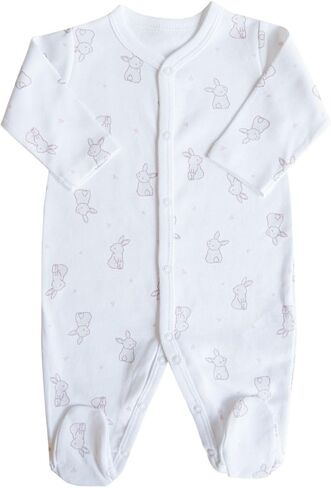 Kitikate Organic Cotton Baby Girls Footed Romper Set, 3-Pack, One-Piece Outfits with Cute Rabbit Prints in Kuwait