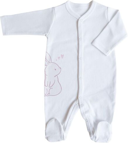 Kitikate Organic Cotton Baby Girls Footed Romper Set, 3-Pack, One-Piece Outfits with Cute Rabbit Prints in Kuwait