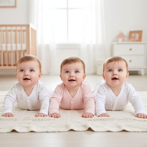 Kitikate Organic Cotton Baby Girls Footed Romper Set, 3-Pack, One-Piece Outfits with Cute Rabbit Prints in Kuwait
