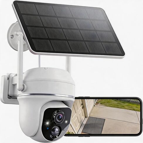 Goalake 2026 5MP Solar Security Camera – Wireless Outdoor PTZ with 360°View, AI Motion Detection, 2-Way Talk, Spotlight & Siren, IP65 Weatherproof, Cloud/512GB SD Storage (Pre-Inserted a SD Card) in Kuwait