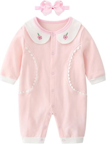 Infant Baby Girl Long Sleeve Romper Cotton Cute Style Newborn Toddler Jumpsuit Outfit 0-18 Months in Kuwait
