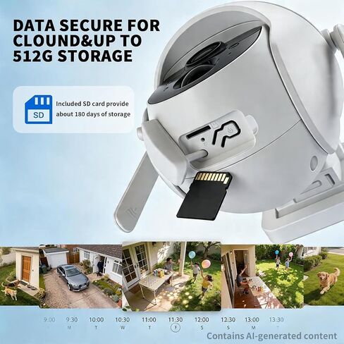 Goalake 2026 5MP Solar Security Camera – Wireless Outdoor PTZ with 360°View, AI Motion Detection, 2-Way Talk, Spotlight & Siren, IP65 Weatherproof, Cloud/512GB SD Storage (Pre-Inserted a SD Card) in Kuwait