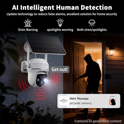 Goalake 2026 5MP Solar Security Camera – Wireless Outdoor PTZ with 360°View, AI Motion Detection, 2-Way Talk, Spotlight & Siren, IP65 Weatherproof, Cloud/512GB SD Storage (Pre-Inserted a SD Card) in Kuwait