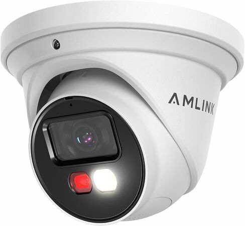 AMLINK 5MP Security AI IP PoE Camera, Night Color 100ft, Human/Vehicle Detection, NDAA Compliant, Indoor Outdoor Surveillance Turret, 2-Way Audio, Support 256GB MicroSD, Deterrent, 20fps AL5M-T5171EW in Kuwait
