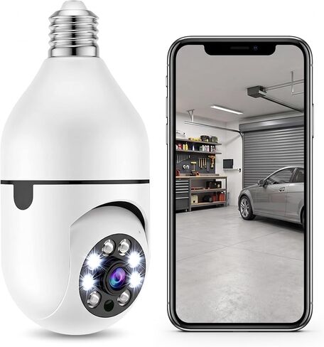 WiFi 1080P HD Camera Infrared Night Vision with Bulb for Remote Surveillance Indoor Security Camera for Baby Monitor Dog Camera W/2-Way Audio Siren Motion Detection Black in Kuwait