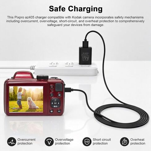 5 FT USB Charger for Kodak Pixpro FZ55 FZ45 FZ43, For Kodak Pixpro Astro Zoom AZ405 AZ401 AZ421 AZ252 AZ901 FZ152-RD FZ53-RD, for Kodak Easyshare Sport C142 C143 C183 C195 C1530 C1550 Charging Cable in Kuwait