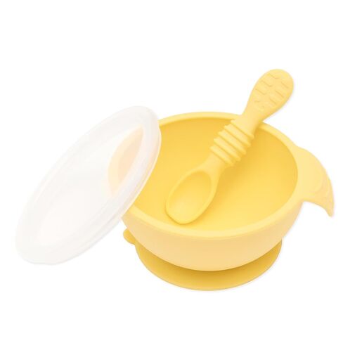Bumkins Disney Mickey Mouse Bowl, Silicone First Feeding Set with Suction, Includes Spoon, Training Essentials for Baby-Led Weaning, Toddler Self-Feeding, Babies Eating at 4 Mos Up, Black in Kuwait