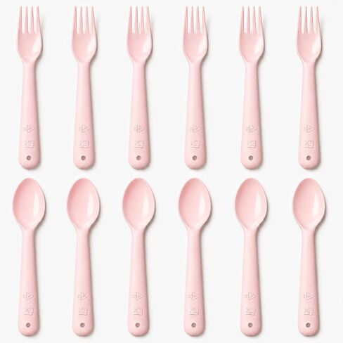 12 Pcs Kids Forks and Spoons, Plastic Kids Utensils Set, Candy | BPA free, Dishwasher Safe, PP Material, Brightly Colored, Easy to Grip, Sized for School Lunch Box, Fits from 2 Years Old in Saudi Arabia