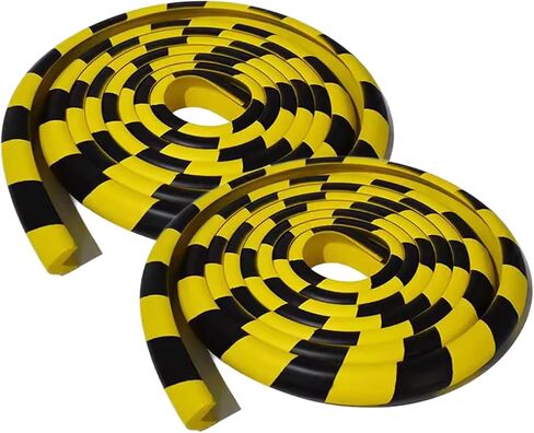 Wall Edge Corner Guards, 196.9in/5m Yellow Black Safety Bumpers, Self-Adhesive Foam Protector Padding, Warehouse Racks, Shelves, Garage & Equipment Protection (1, Yellow+Black, 196.5in/5m) in Kuwait