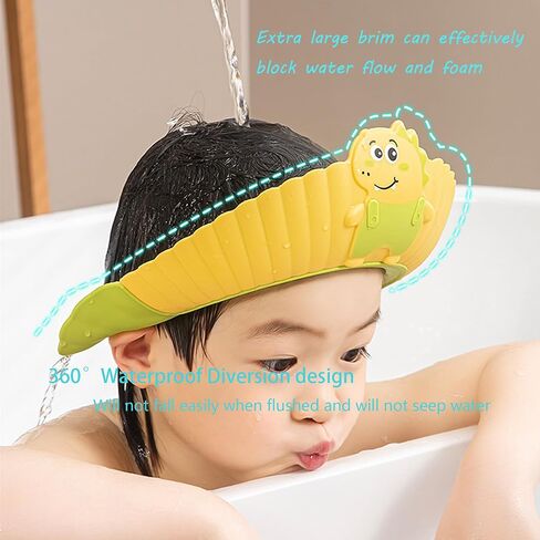 Baby Shower Cap Shield, Shower Cap for Kids, Visor Hat for Eye and Ear Protection for 0-9 Years Old Children, Cute Little Dinosaur Shape Makes The Baby Bath More Fun (Blue) in Kuwait