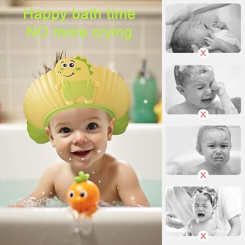 Baby Shower Cap Shield, Shower Cap for Kids, Visor Hat for Eye and Ear Protection for 0-9 Years Old Children, Cute Little Dinosaur Shape Makes The Baby Bath More Fun (Blue) in Kuwait
