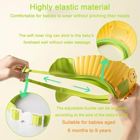 Baby Shower Cap Shield, Shower Cap for Kids, Visor Hat for Eye and Ear Protection for 0-9 Years Old Children, Cute Little Dinosaur Shape Makes The Baby Bath More Fun (Blue) in Kuwait