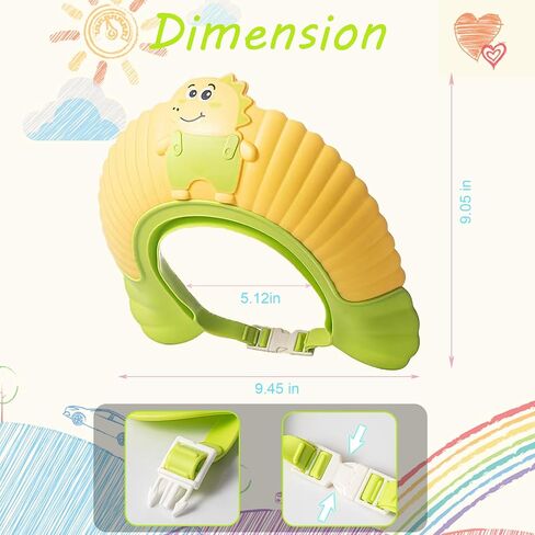 Baby Shower Cap Shield, Shower Cap for Kids, Visor Hat for Eye and Ear Protection for 0-9 Years Old Children, Cute Little Dinosaur Shape Makes The Baby Bath More Fun (Blue) in Kuwait