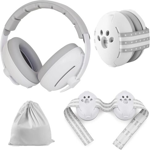 PandaEar Baby Ear Protection, Noise Cancelling Headphones for Babies with Adjustable Headband Noise Reduction Earmuffs for Infant and Toddlers 0-36 Months(Gray) in Kuwait