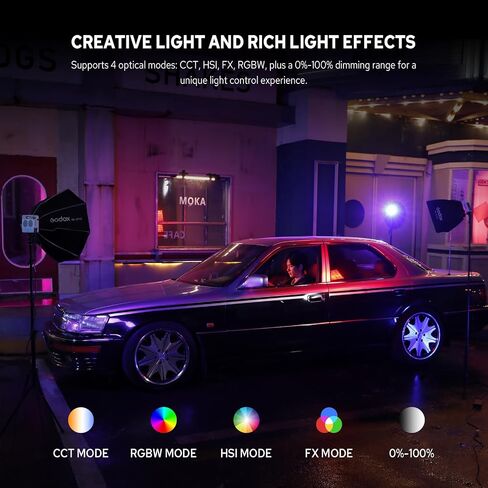 Godox ML100R 110W RGB COB Video Light, Professional Full-Color LED Video Light w/14 FX, 12900 lux@1m, Wide 1800K-10000K, Portable Handheld Mini RGB COB Continuous Output Light, Flexible Power Options in Kuwait