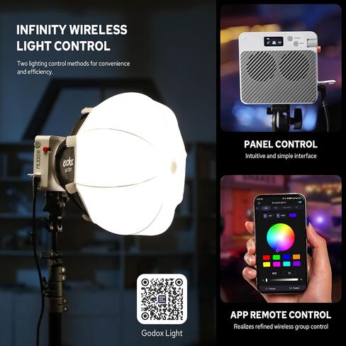 Godox ML100R 110W RGB COB Video Light, Professional Full-Color LED Video Light w/14 FX, 12900 lux@1m, Wide 1800K-10000K, Portable Handheld Mini RGB COB Continuous Output Light, Flexible Power Options in Kuwait