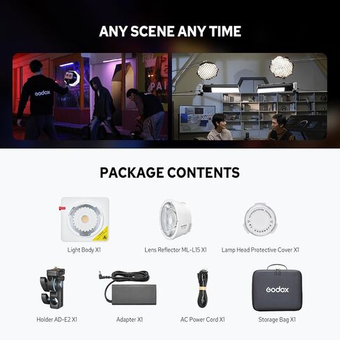 Godox ML100R 110W RGB COB Video Light, Professional Full-Color LED Video Light w/14 FX, 12900 lux@1m, Wide 1800K-10000K, Portable Handheld Mini RGB COB Continuous Output Light, Flexible Power Options in Kuwait