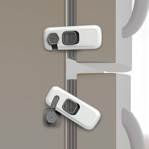 5 Pack Fridge Lock, Child Proof Refrigerator Lock, French Fridge Door Latches, Baby Safety Locks for Cabinet, Cupboard, Drawers, Oven, Closet, Strong Adhesive-Easy to Install, Grey in Kuwait