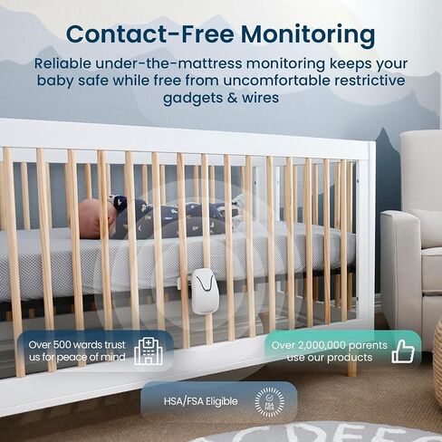 Babysense 7 Baby Sleep Breathing Movement Monitor for Newborn and Infants, No WiFi, Non Wearable, Non Contact Monitor with 2 Under-Mattress Sensors for Full Crib Coverage, FSA Baby Monitor in Kuwait