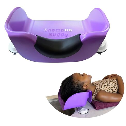 Shampoo Buddy Portable Hair Wash Basin, Kids Bathtub & Sink Bowl, Purple | Portable Shampoo Basin for Children, Toddlers & Teens, ABS Plastic with Suction Cups & Silicone Gel Neck Pad for Bathtub in Saudi Arabia