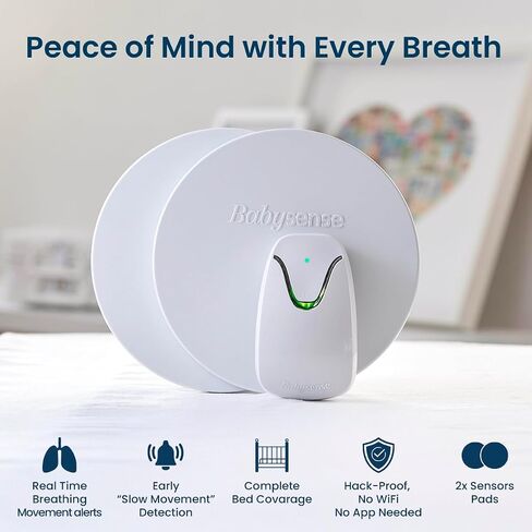 Babysense 7 Baby Sleep Breathing Movement Monitor for Newborn and Infants, No WiFi, Non Wearable, Non Contact Monitor with 2 Under-Mattress Sensors for Full Crib Coverage, FSA Baby Monitor in Kuwait