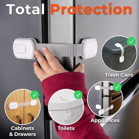 6-Pack Cabinet Locks Baby Proofing - Childproof Locks for Cabinets, Drawers, Cupboard, Refrigerator, Toilet Seat, Trash Can, Dishwasher in Kuwait